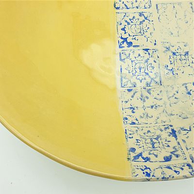 Χειροποίητο κεραμικό μεγάλο μπολ Κίτρινο vintage