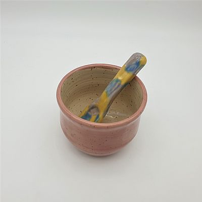 Χειροποίητο κεραμικό σετ Πιάτα με μπολ & κουταλάκι