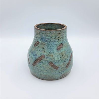 Χειροποίητο κεραμικό Βάζο Γκρι-Τιρκουαζ